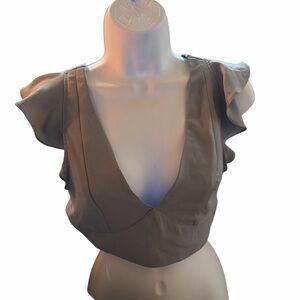 Elegant Crop Top with Ruffled Sleeves